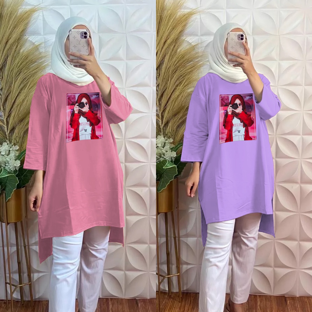 GR TUNIK OVERSIZE BASIC KAOS JUMBO GAMBAR PRINT DTF LEMBUT (BUKAN SABLON) TUNIK BABYTERRY SR572