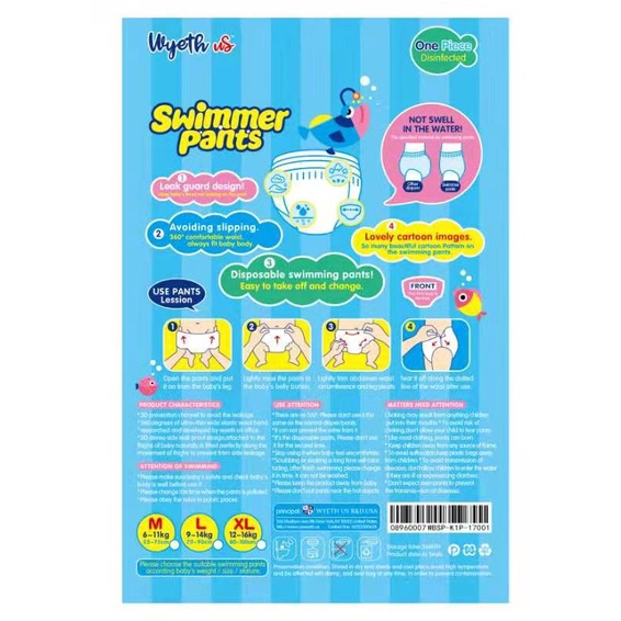 Swim Diapers Wyeth Popok renang bayi Celana Popok Renang Sekali Pakai Anti Air wyeth