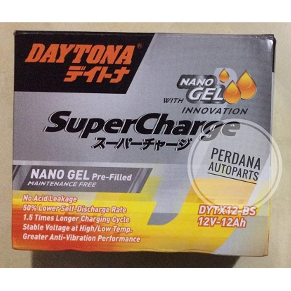 Aki Kering MF Moge 12Ah DAYTONA DYTX12BS NANO Gel oke