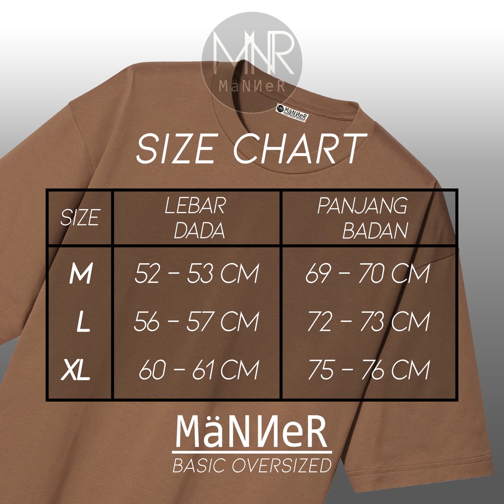 Manner - Kaos Oversize Unisex Kaos Polos Oversized Wanita Basic T-Shirt Cotton Combed 24s Kaos Hijab Friendly