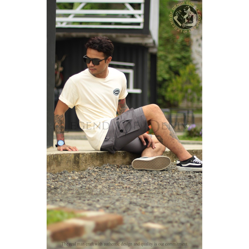 LEGEND Of DENIM Original Art 04 Cargo Pendek Pria distro celana pendek santai keren abu tua grey