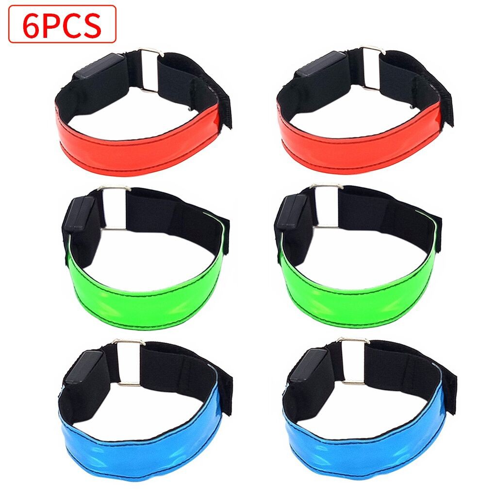 6pcs Strap Gelang Lampu Led Glow In The Dark Untuk Lari 6pcs Strap Gelang Lampu Led Glow In The Dark Untuk Lari