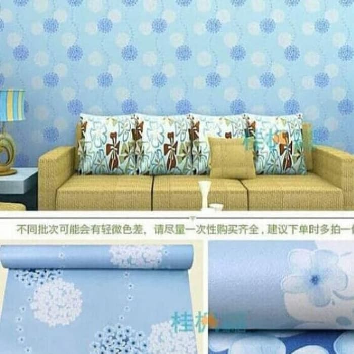 Wallpaper Stiker Dinding Bunga Dandelion Biru 10M | Wallpaper Kamar Tidur | Wallpaper Dinding Kamar Tidur | Wallpaper Ruang Tamu | Wallpaper Murah | Wallpaper Elgant | Wallpaper Anti Air