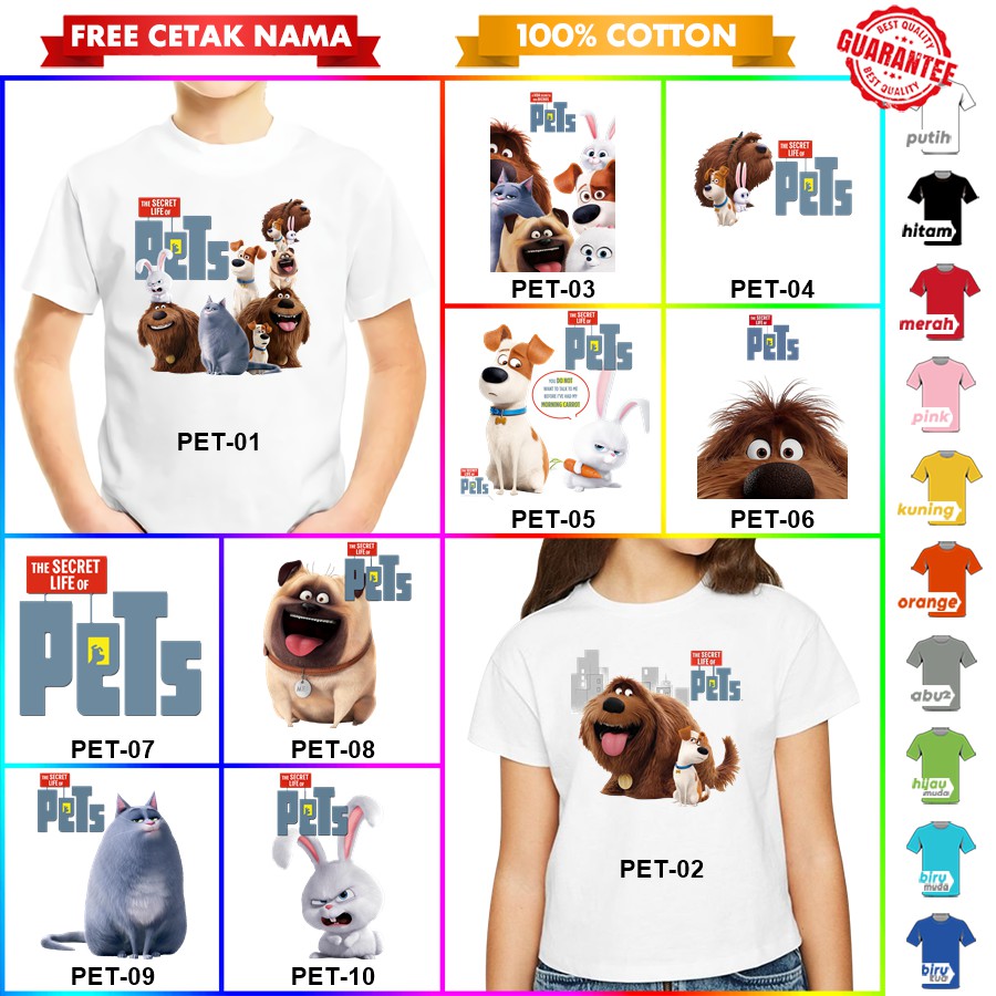 [FREE NAMA!!] Baju Kaos COUPLE  ANAK DAN DEWASA PETS BANYAK MOTIF