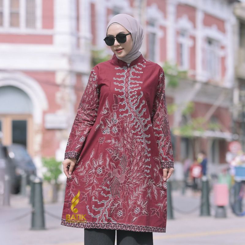 KINANTI Atasan Tunik Batik Wanita Batik Ori Prabuseno  Baju Batik Katun Printing Hand Made Batik Sol