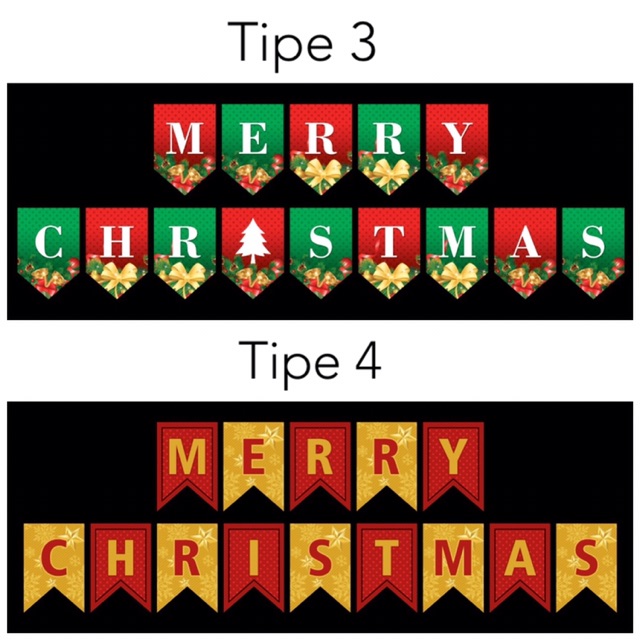 Banner Merry Christmas/ Rangkaian Natal/ Bunting Flag Natal