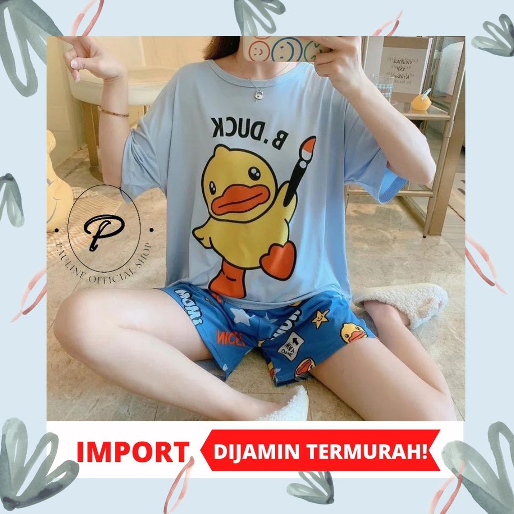 PIYAMA WANITA IMPORT / BAJU TIDUR IMPORT / PIYAMA LENGAN PENDEK MOTIF KARTUN FIT TO XXL (PL-009)