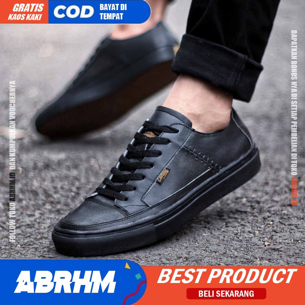 ABRHM X DENTE Sepatu Formal Pria Sepatu Casual Kulit Asli Sepatu Pria Casual Sepatu Kasual Cowok / Cowo Oxford Kerja Kantor Kuliah Kondangan Gaya Keren Kekinian Original Murah Terlaris