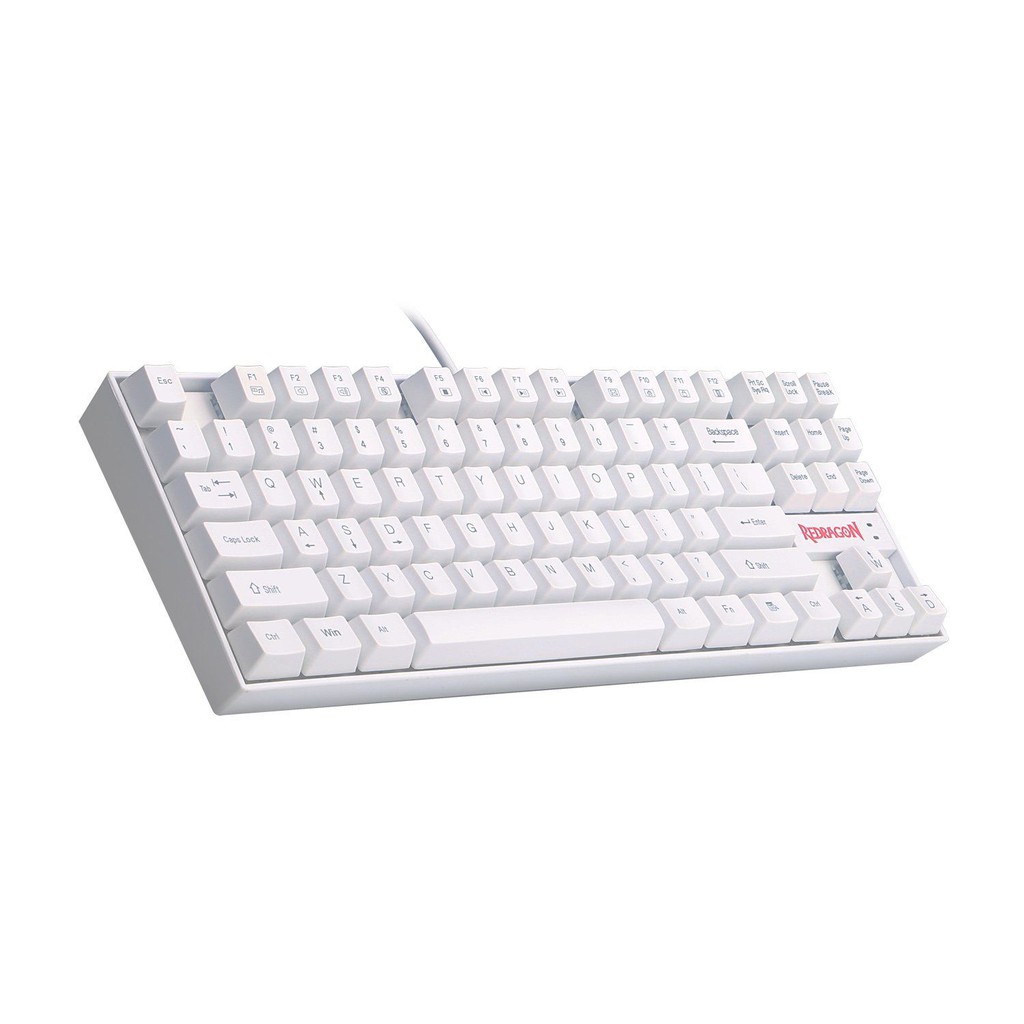 Keyboard Gaming Redragon mechanical wired usb 2.0 87 key tkl red backlit White Kumara k552w