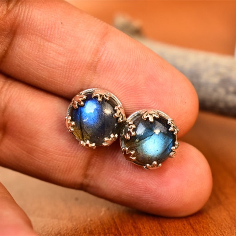 Anting Stud Desain Snowflake Moonstone Gaya Retro Bohemian Untuk Wanita