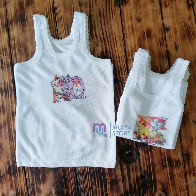 Kaos Singlet Anak Sablon Gambar Karakter Aneka Warna Lucu Bahan Lembut