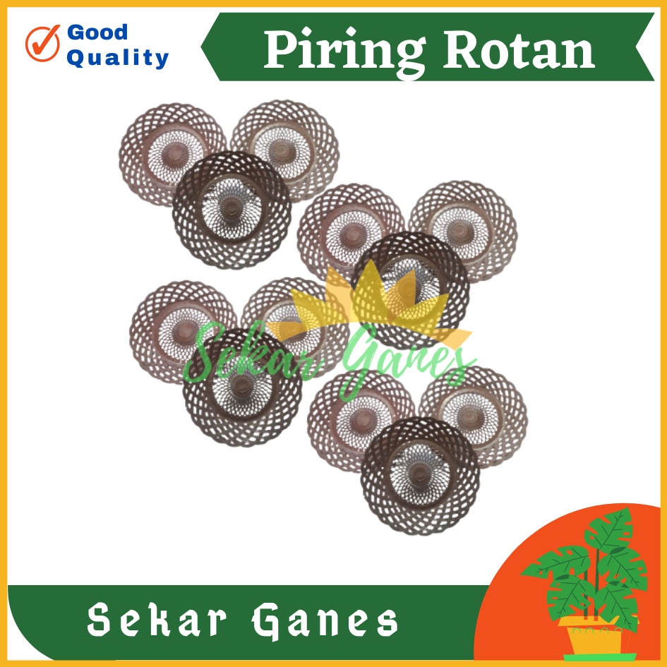 SEKARGANES Piring Rotan Plastik Anyam Piring Rotan Plastik Anyaman Cekung Motif Bunga Murah Asli