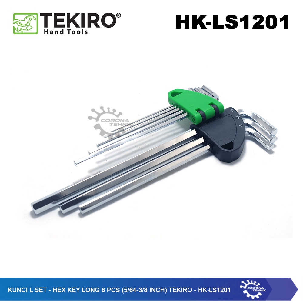 Tekiro - HK-LS1201 - Kunci L Set Inch Hex Key 8 Pcs Panjang