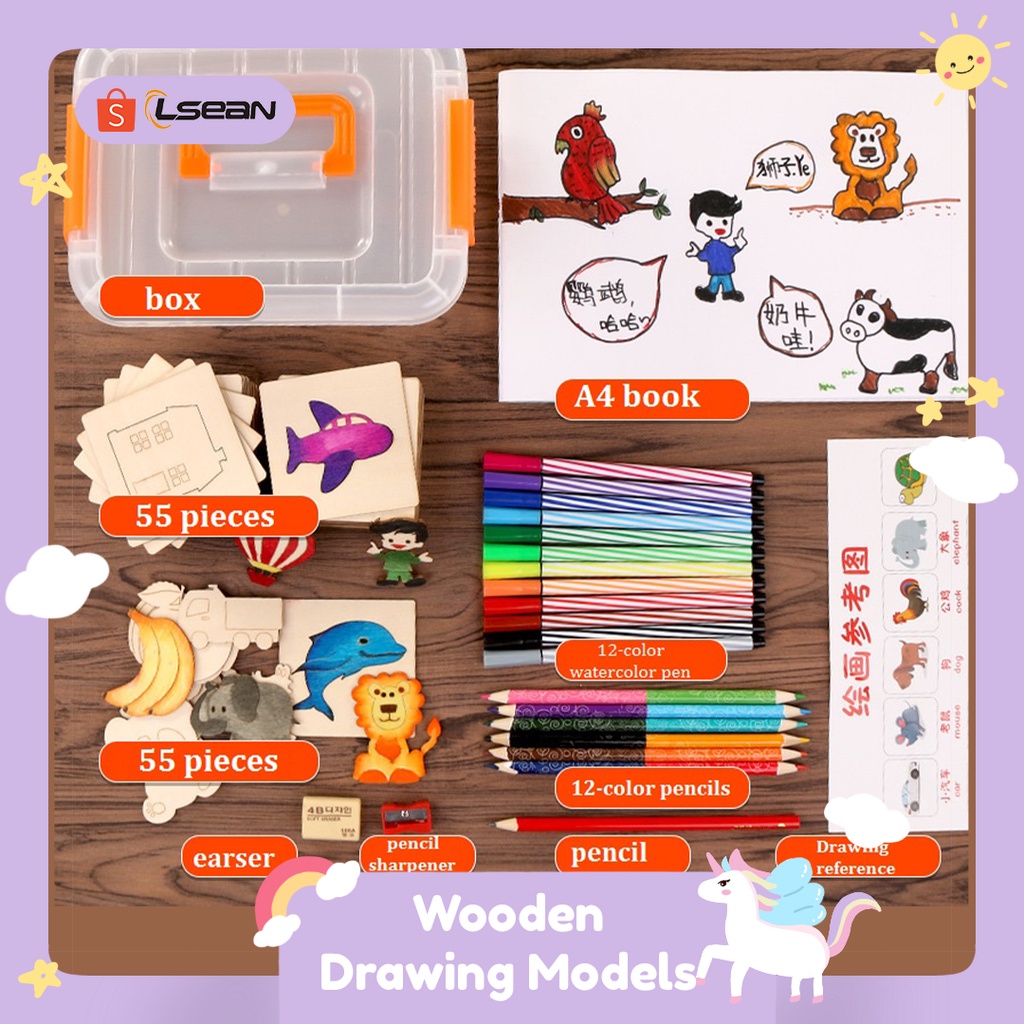 PAINTING PACKAGE COLORING | WOODEN DRAWING MODELS