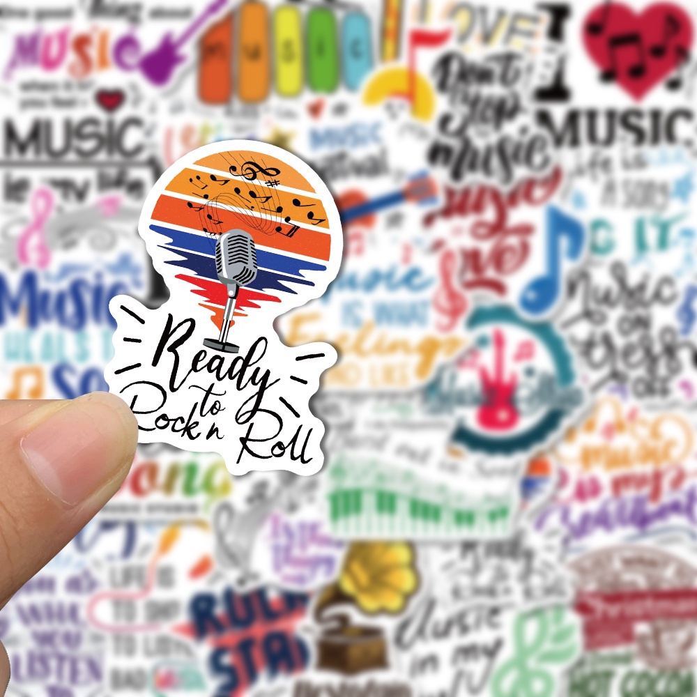 50pcs Stiker Teks Musik Tahan Air Untuk Dekorasi Laptop / Cangkir Air