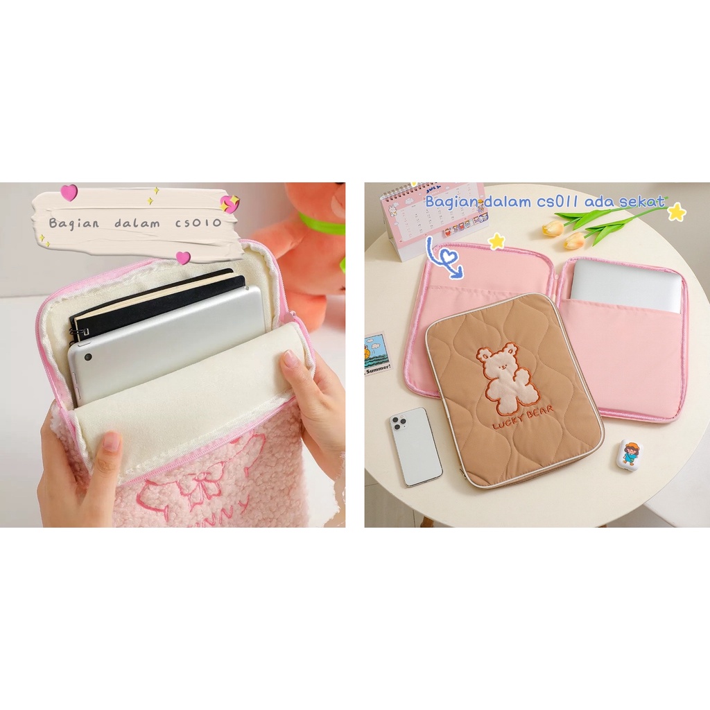 sarung tas ipad bear korea style unicorn tablet bag case ipad 11 / 7 / laptop CS01 CS03 CS04 CS05 milkjoy Cute bear Candy bear sleeve ipad