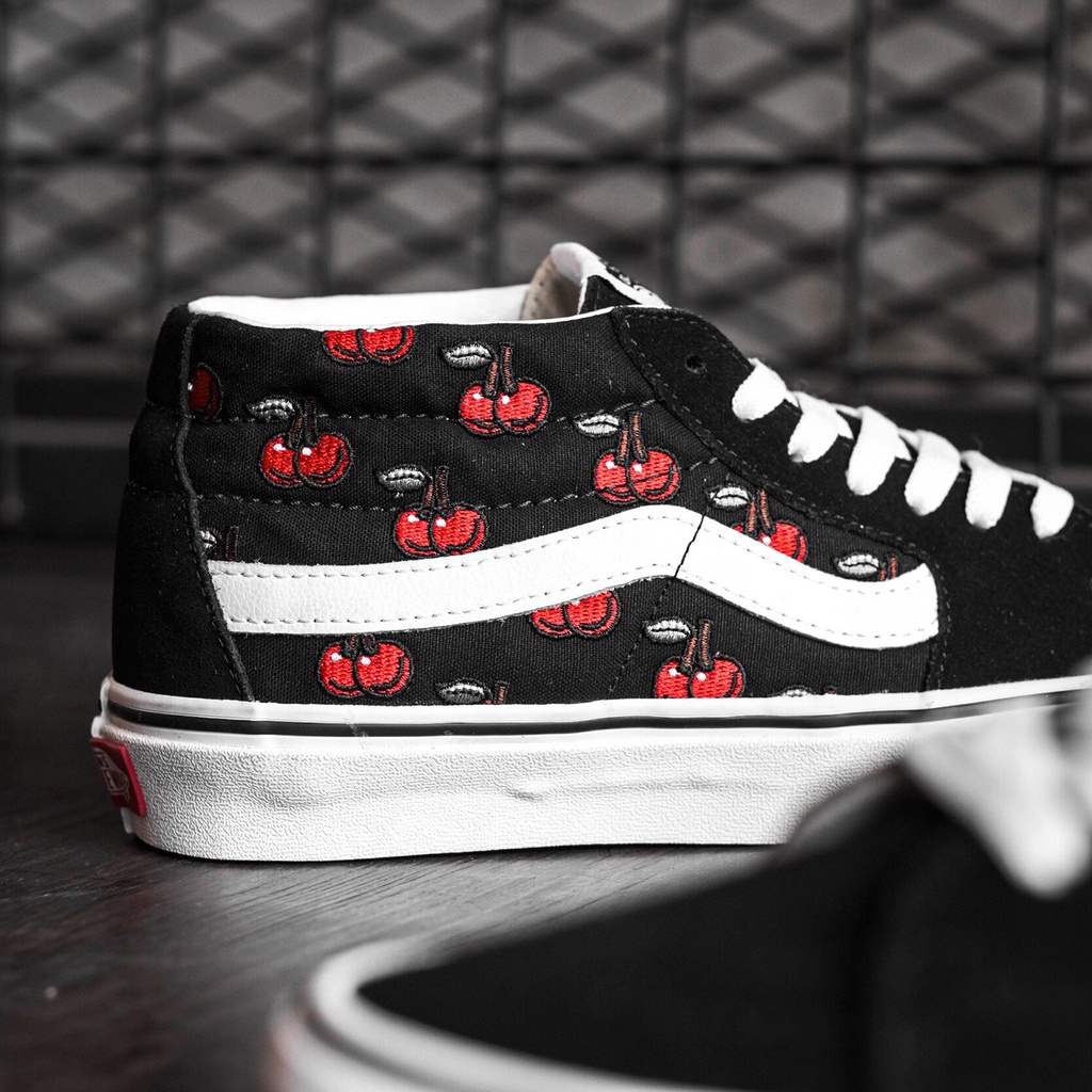 VANS SK8-MID CHERRIES BLACK/WHITE ORIGINAL 100%