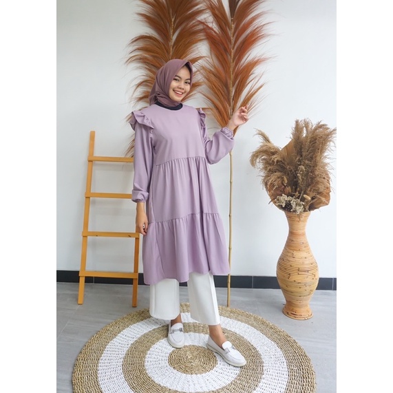 Kaia Tunik LD 100 110 Atasan Wanita Premium Terbaru Ukuran L XL Bahan Shakila Premium Termurah Bisa COD by Zenic_id