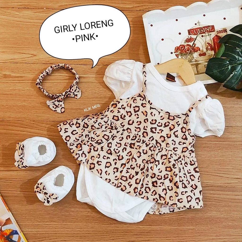 Klik Mds Jumper Bayi Perempuan Girly Set Free Headband Dan Sepatu Ukuran M dan L Usia 0-12 Bulan