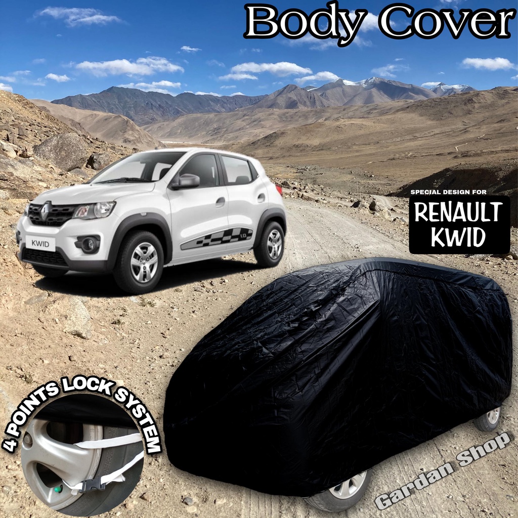 Sarung Mobil RENAULT KWID Hitam POLOS Body Cover Renault Kwid Full Black