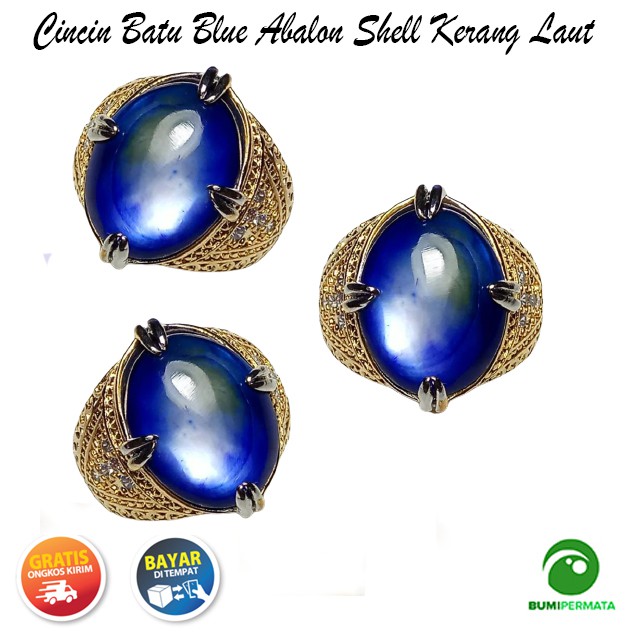Batu Cincin Akik Blue Abalon Shell Kerang Laut