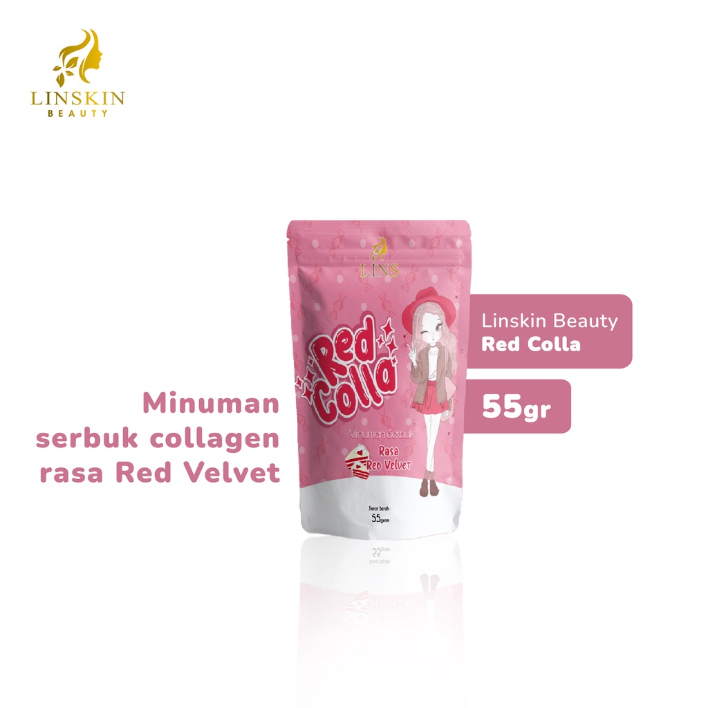 Linskin Red Colla Minuman Serbuk Collagen Pemutih Badan dengan DNA Salmon isi 3 pack @55gr