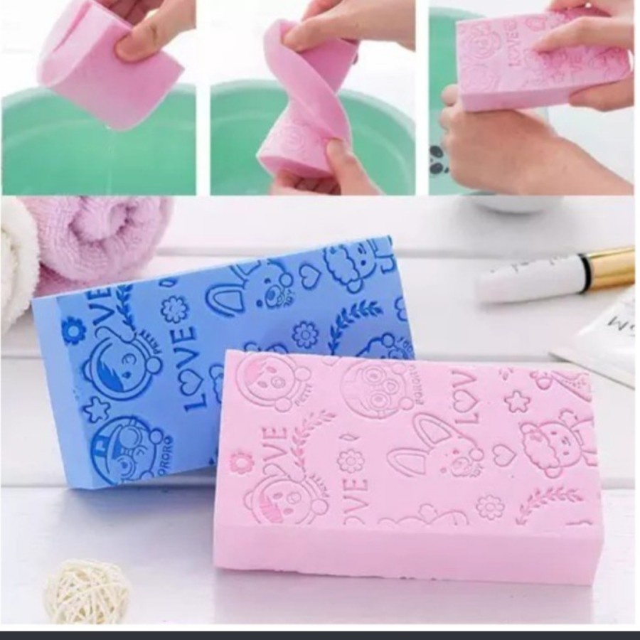 Spons Perontok Daki Sponge Mandi Motif Lucu Shower Puff