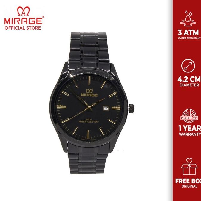 Jam Tangan Laki Mirage Original 8708L Hitam Full Black Model Terbaru Termurah