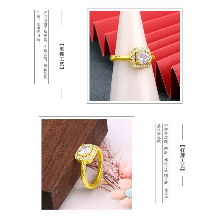 Ornamen Cincin Berlian Warna Emas Gaya Eropa Amerika Korea Untuk Pasangan