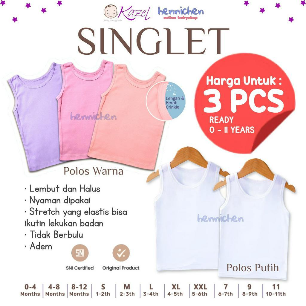 Kazel Singlet Kaos Dalem Adem (0 sd 12 Tahun) Warna / Putih / Seri Denim Half