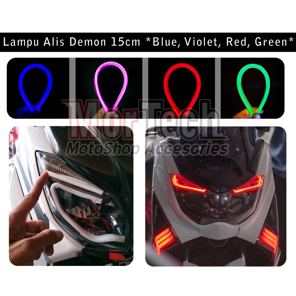 DRL Neon LED Lampu Alis Demon Senja Sein 15cm Motor Nmax Aerox 155 NVX Vario 150Fi Scoopy Beat ESP M