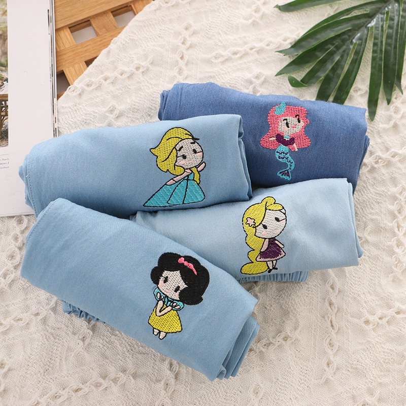 Celana Panjang Denim Anak Perempuan Import Pincess Elsa Rapunzel Snowwhite Mermaid