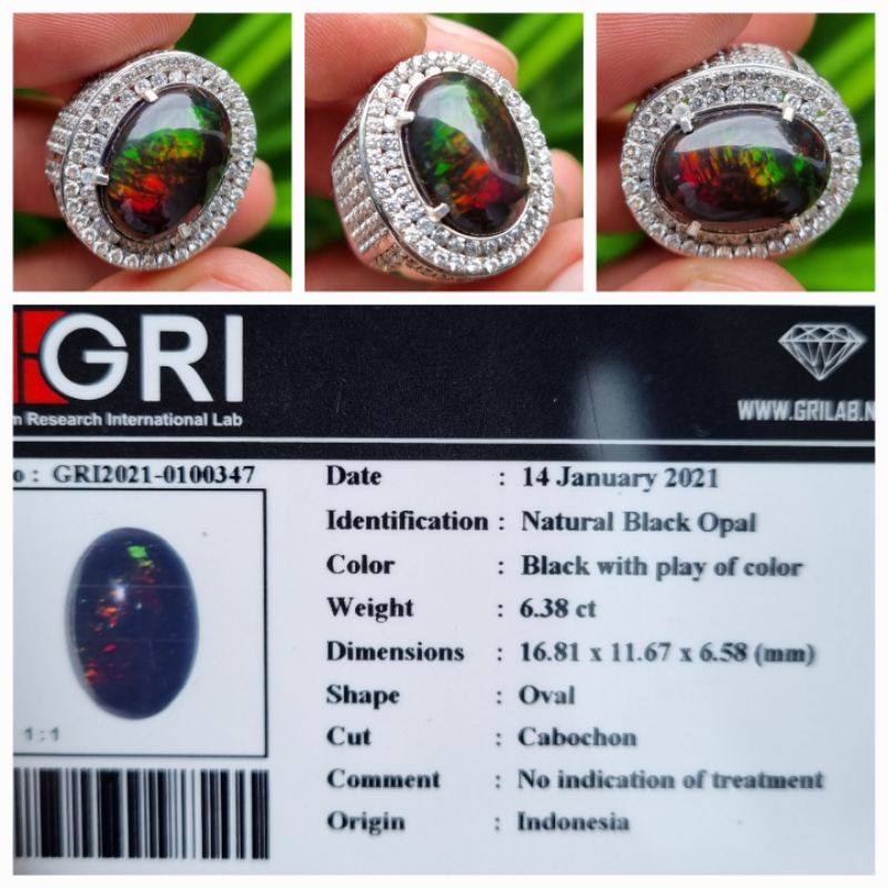 Natural Kalimaya Banten Jarong Black Opal Indonesia Full Fire Memo 6.38 crt