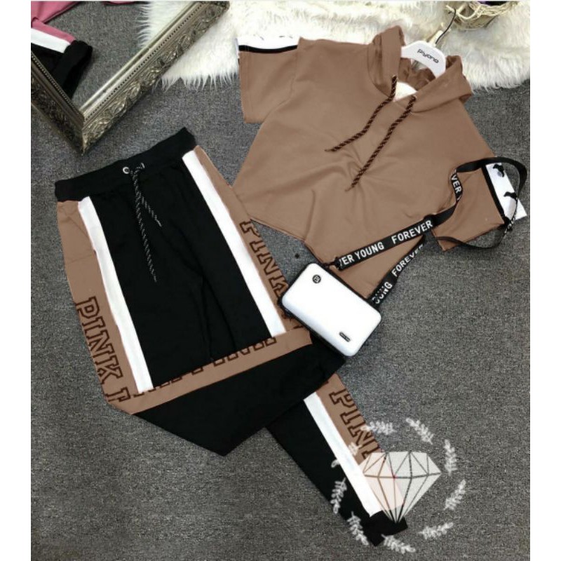 SET STELAN FASHION CELANA BAJU CROP XENA MR ADA VIDEO REAL PICT