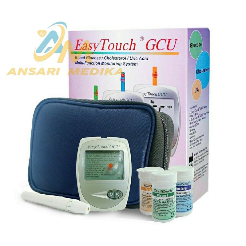 EASY TOUCH GCU 3IN1 ALAT TEST GULA DARAH KOLESTEROL ASAM URAT (BOX PINK)