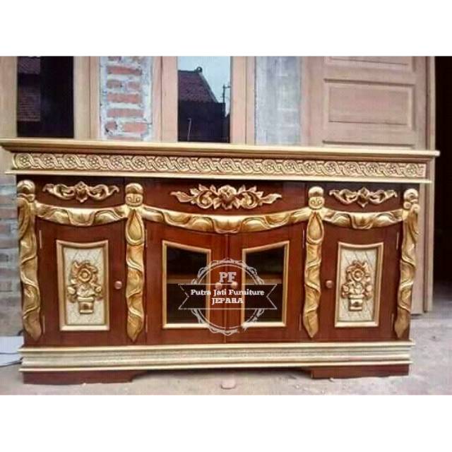 Meja Tv Ruang Tamu Keluarga, Bufet Ukir Jati Jepara, Meja Sekat Lemari Penyekat Ukir