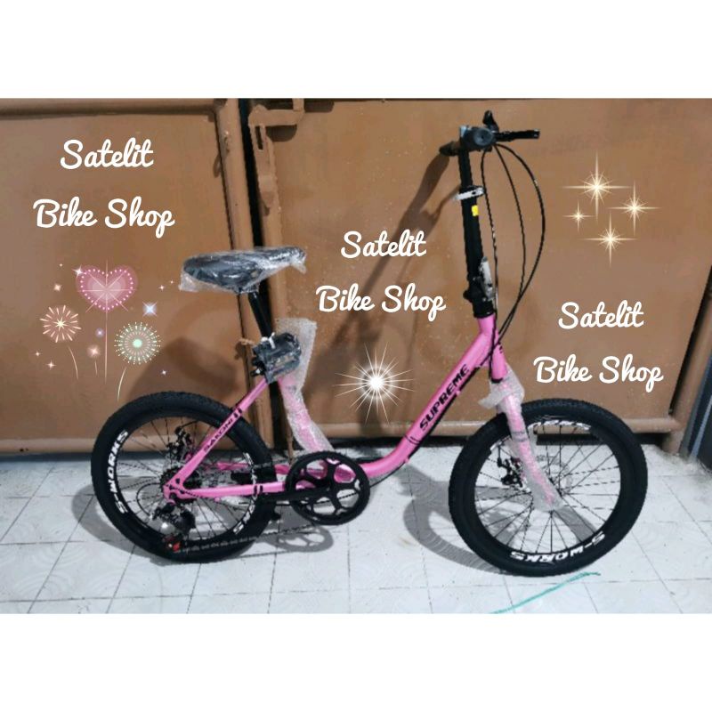 Sepeda Minivelo Minion Sakoni Supreme / BNB Vicky Ukuran 20 Inch 7 Speed dan Rem Cakram-Pink