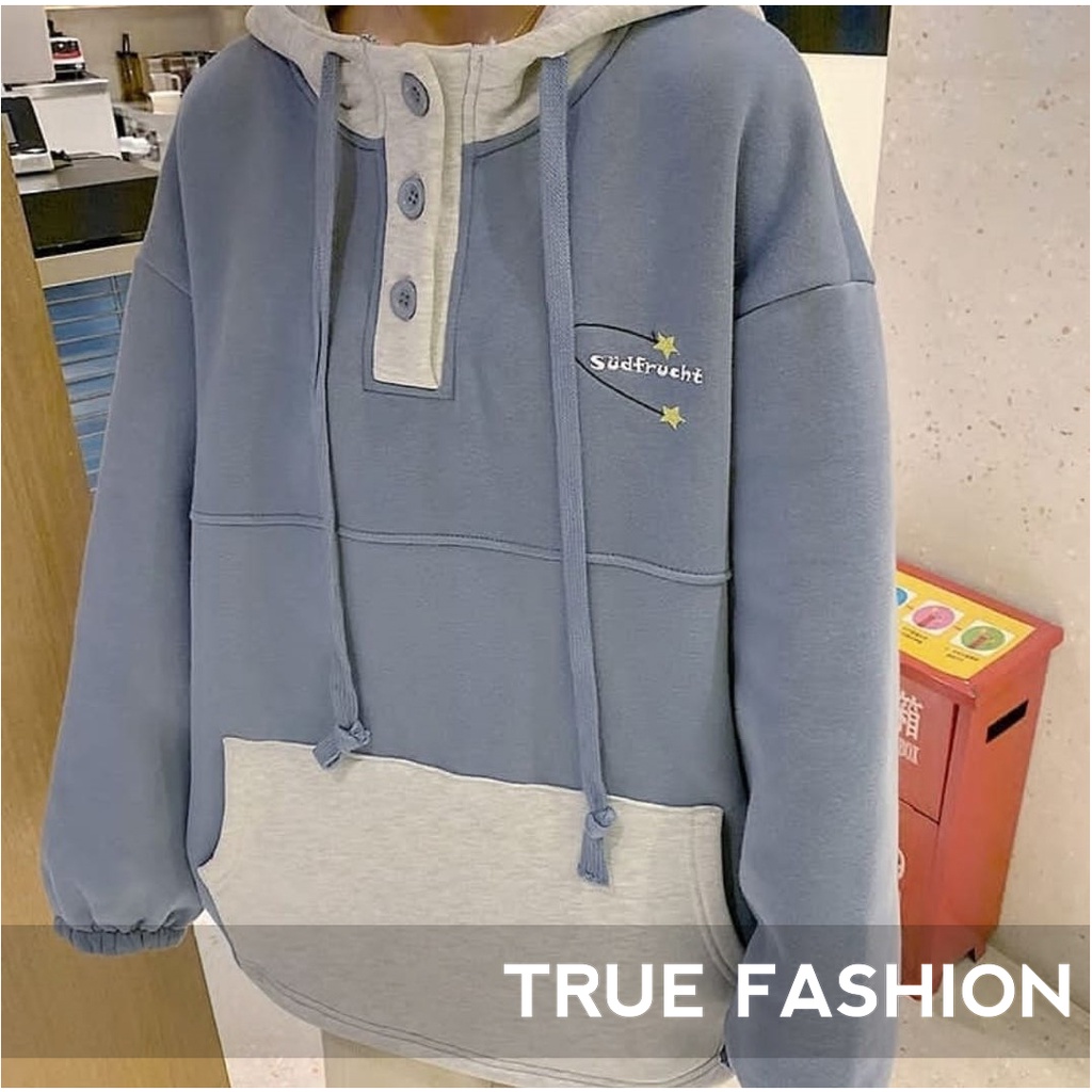 Hoodie Oversize Sudfrucht - Combination Color Hoodie - Bahan Fleece - Baju wanita - Hoodie Pria