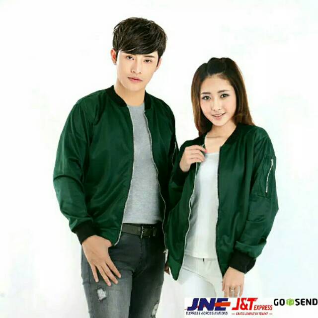 JAKET BOMBER HIJAU BOTOL SIZE M-XXL (PRIA & WANITA)