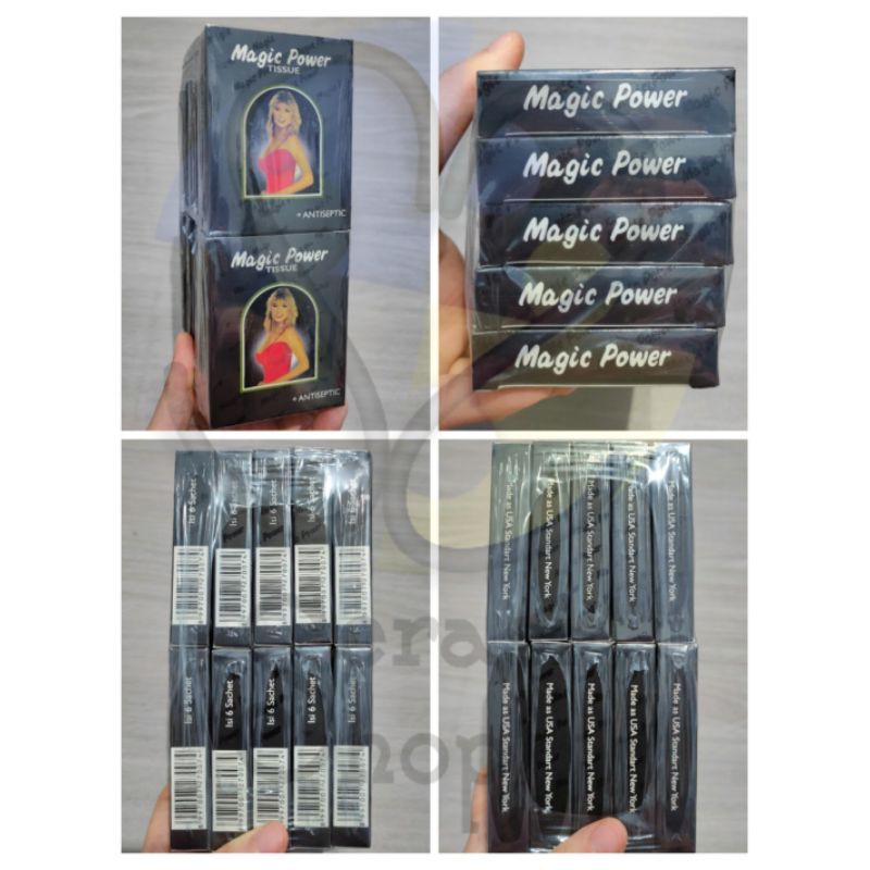 Magic Power Hitam 6pcs / Magic Power Merah Crimson Desire 6 sachet tissue basah obat kuat tisu magic-1