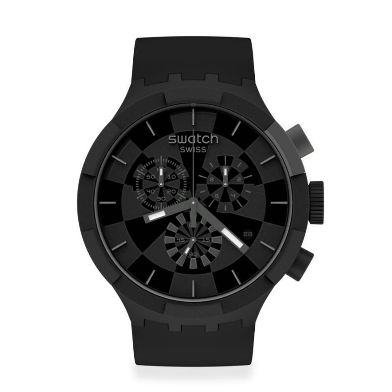 Swatch SB02B400 Checkpoint Black Original Jam Tangan Chrono Pria Hitam JAM PRIA PROMO