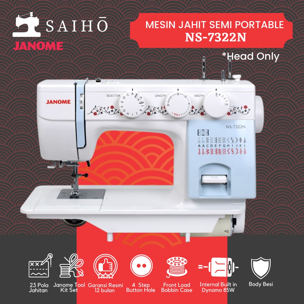 JANOME 7322N - Mesin Jahit Semi Portabel Internal Dinamo