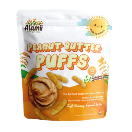 Alamii Snack Puffs / snack anak / snack bayi / cemilan anak / cemilan bayi / alamii puff / non msg / no sugar / tanpa perwarna / alamii puff chesse/ alamii puff peanut butter / alamii puff golden vegie