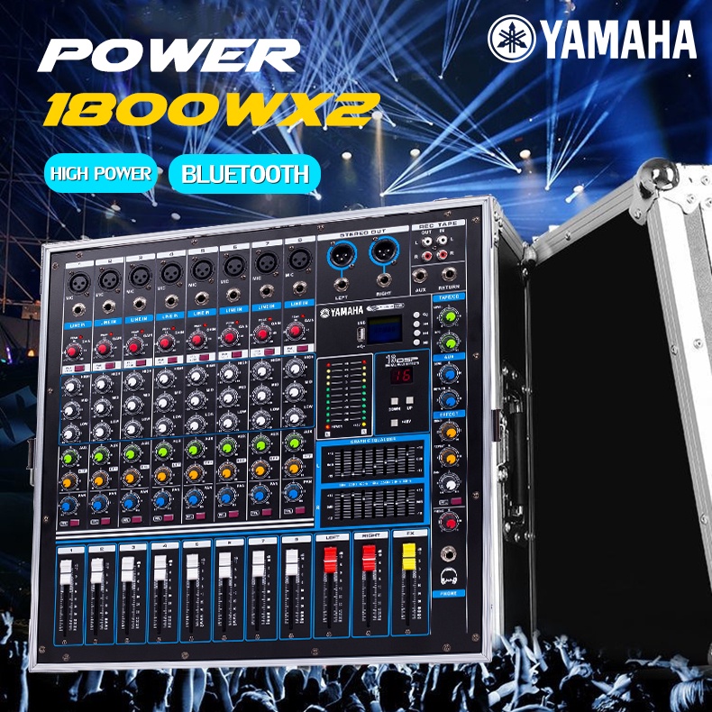 Mixer Audio Profesional GJS-8/GJS-8S 8 saluran dengan efek 16DSP bawaan Penguat daya 1800 watt 2 saluran Dilengkapi dengan 2 mikrofon nirkabel UHF Penyesuaian EQ equalizer 7-band 2-lapisan Bahan kotak udara Mendukung pemutaran Bluetooth/USB/PC/MP3