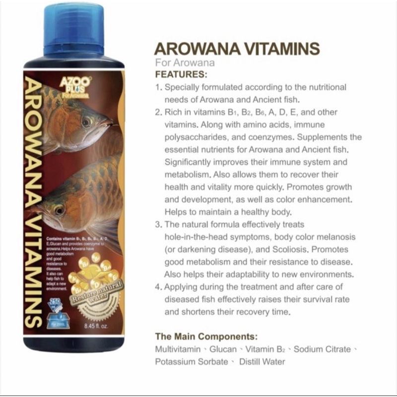 Azoo Arowana Vitamins / Vitamin Ikan 250ml &amp; 500ml