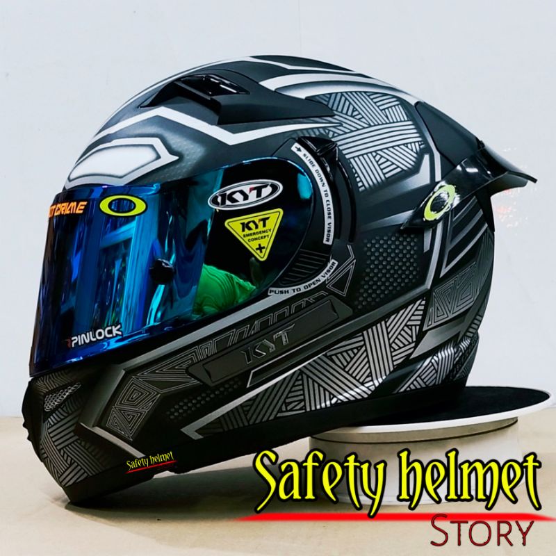 Kyt K2 RIDER- Modif paket Ganteng Redbull Helm full face Solid white double visor/helm dua kaca original-Black panther