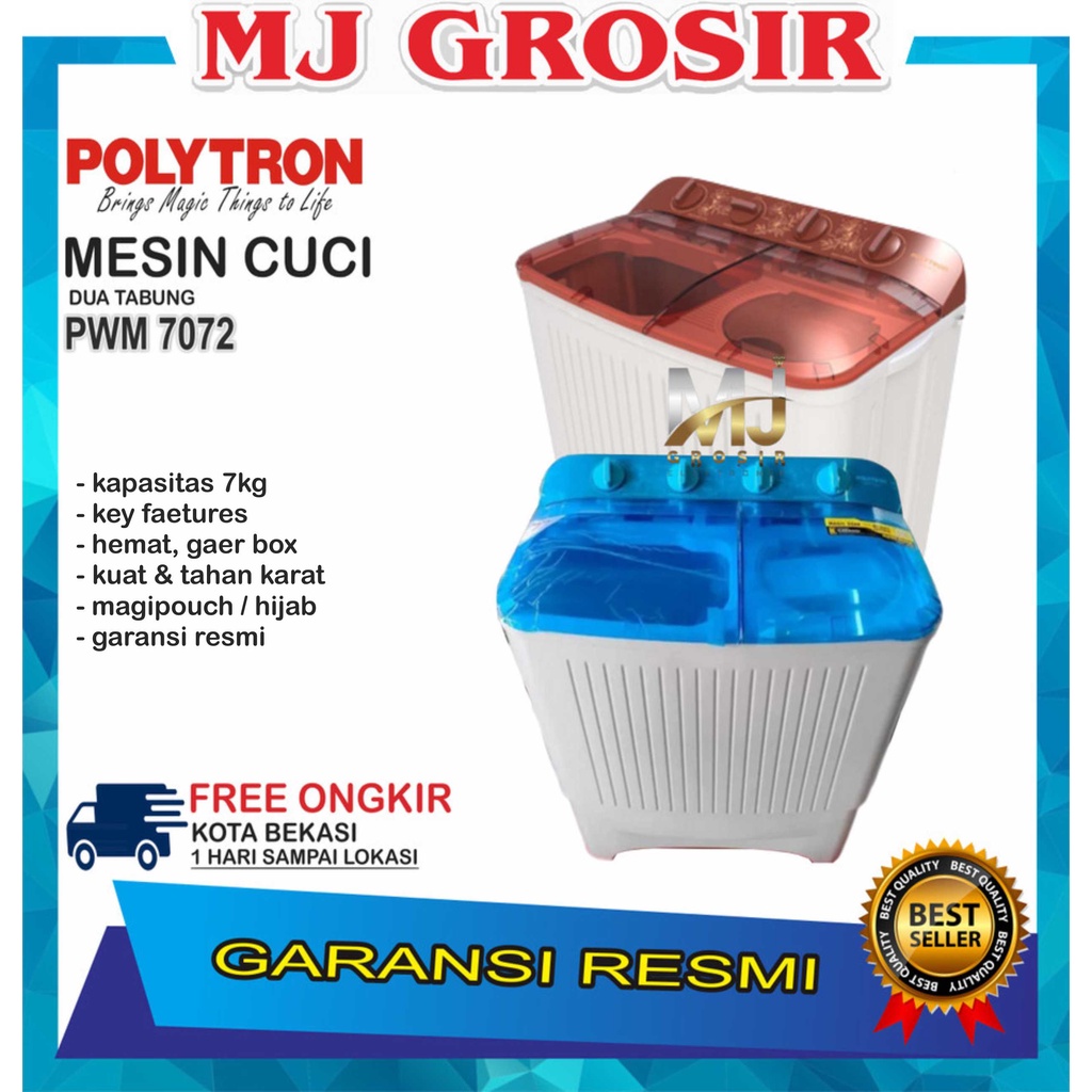 MESIN CUCI POLYTRON PWM 7072 7KG 2 TABUNG PWM7072 7 KG