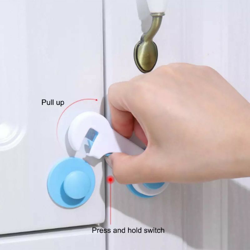 Pengaman Pintu Laci Lemari Pengait Penahan Kulkas Pengunci Furniture Baby Safety Lock