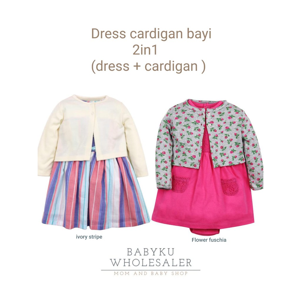 Dress bayi cardigan bahan katun / Rok bayi / romper bayi perempuan