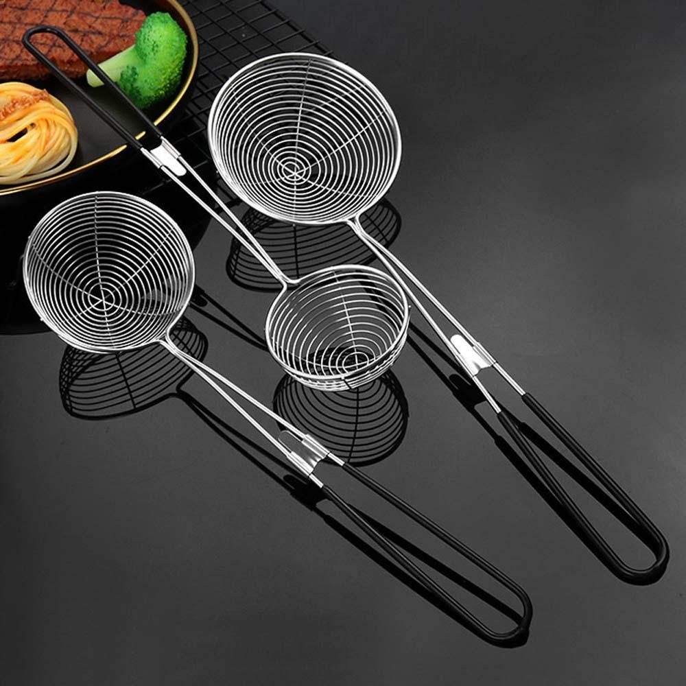 Quinton Saringan Gagang Panjang Stainless Steel Kitchen Grid Scoop Penggorengan Makanan Alat Masak Food Filter